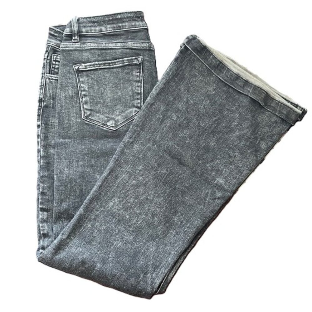 Kancan High Rise Flare Button Front Stonewash Bla… - image 1